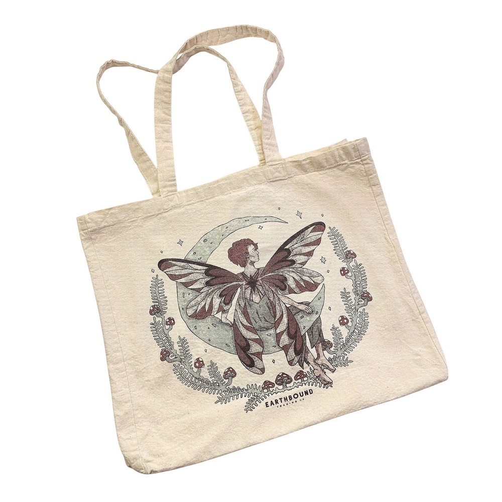 Earthbound‎ Fairy Moon Graphic Canvas Tote Bag Fairycore, Celestial, OS